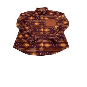 Duluth Trading Co Womens Fleece Southwestern Snap Front Shirt Jacket Purple S